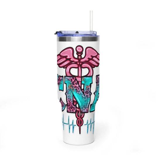 CNA  40oz Vacuum Tumbler — Medical RN Travel Mug with Heartbeat Design